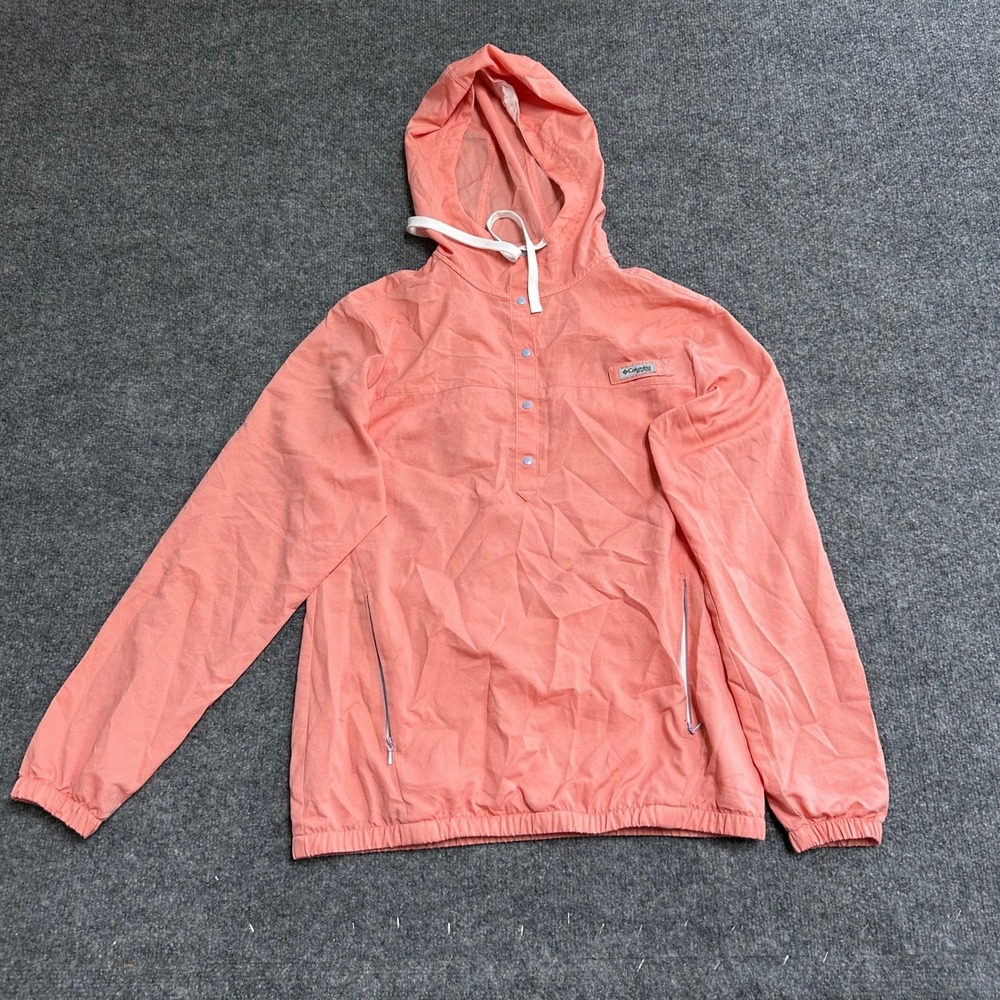 Columbia Windbreaker Womens Size XS Pink PFG Tamiami Hooded Pullover Outdoor